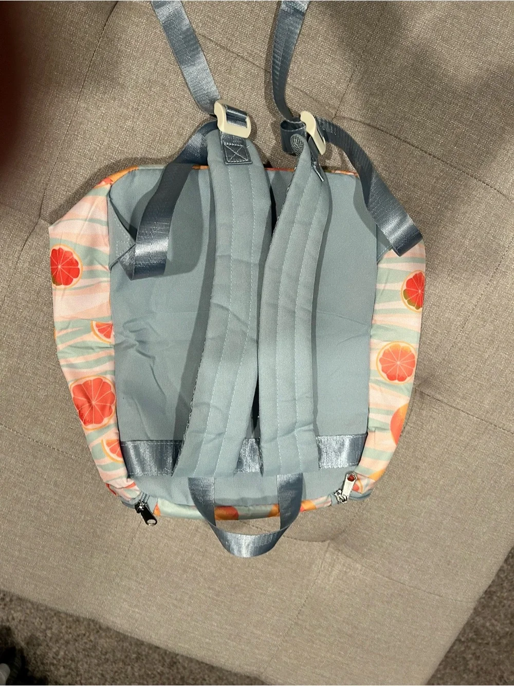 Peach Print Pink Insulated Backpack Lunch Bag